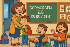 At møde børn med morgenkram inden undervisning